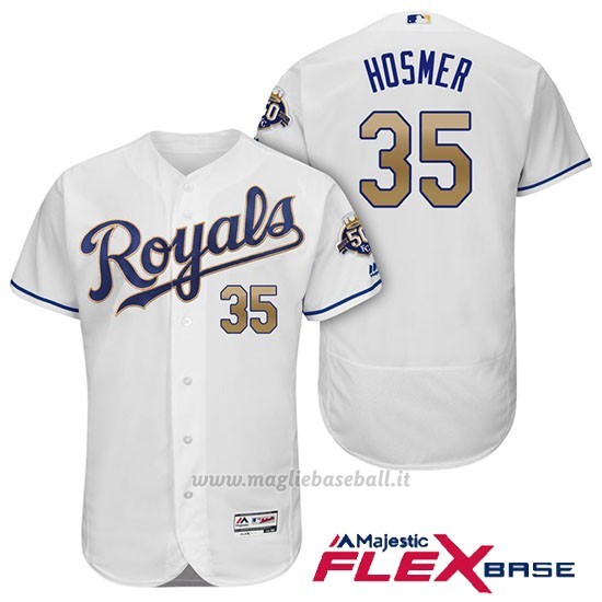 Maglia Baseball Uomo Kansas City Royals Eric Hosmer Bianco 50th Season Alterner Flex Base